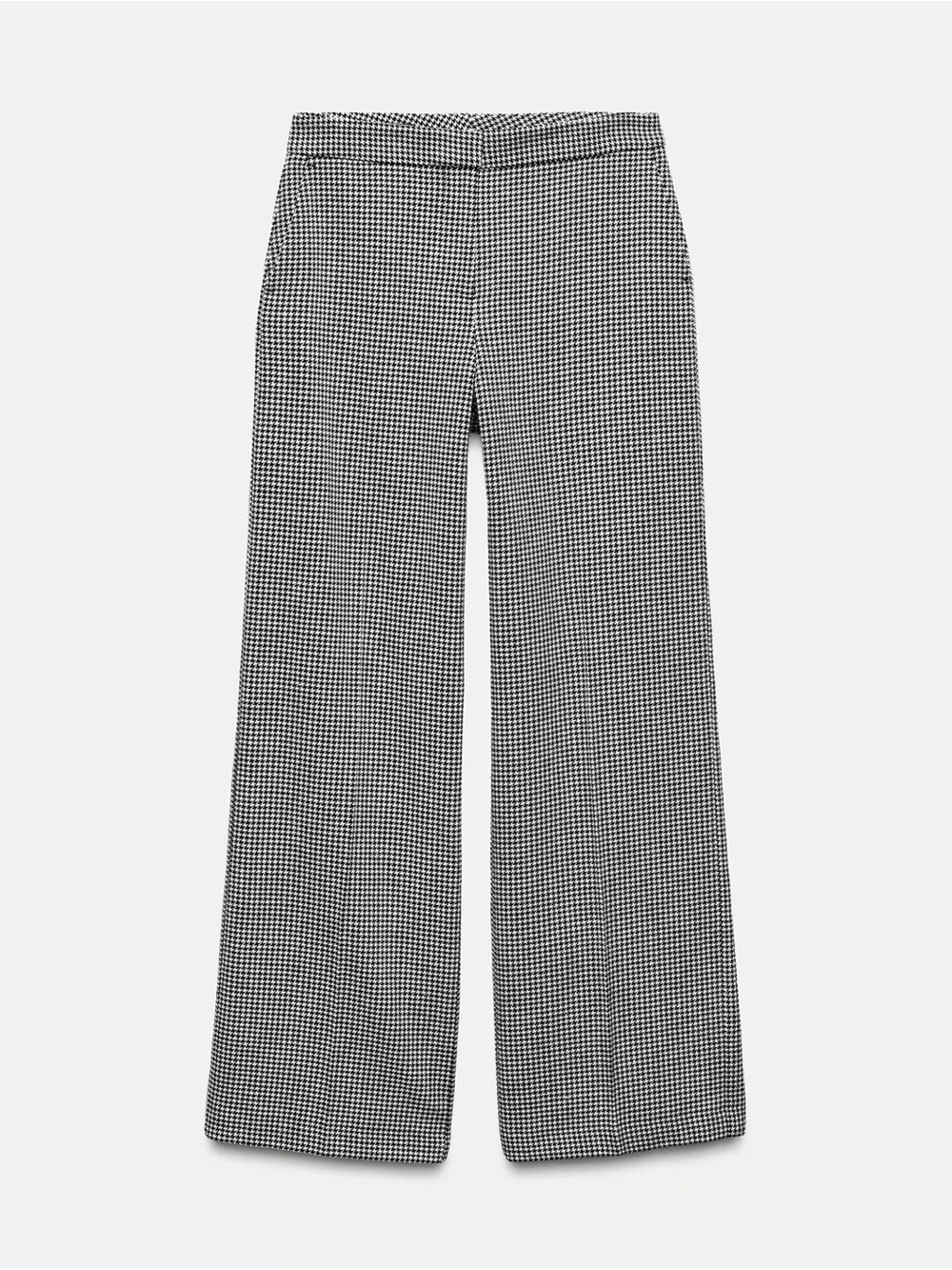 Zara Black & White Wide-Leg Houndstooth Pants